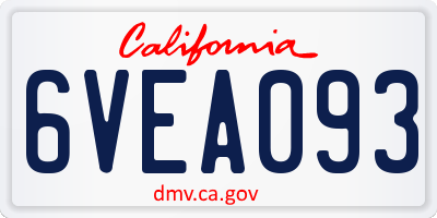 CA license plate 6VEA093