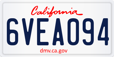 CA license plate 6VEA094