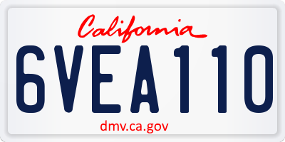 CA license plate 6VEA110