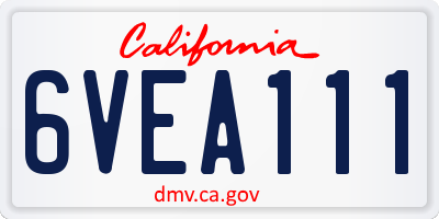 CA license plate 6VEA111