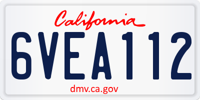 CA license plate 6VEA112
