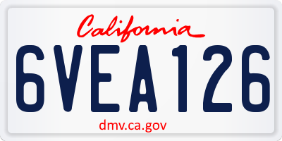 CA license plate 6VEA126