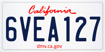 CA license plate 6VEA127