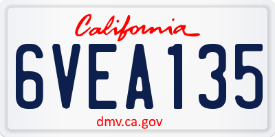 CA license plate 6VEA135