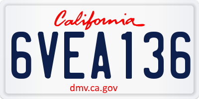 CA license plate 6VEA136