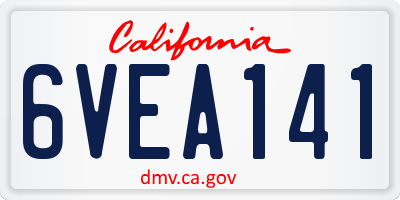 CA license plate 6VEA141