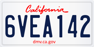 CA license plate 6VEA142