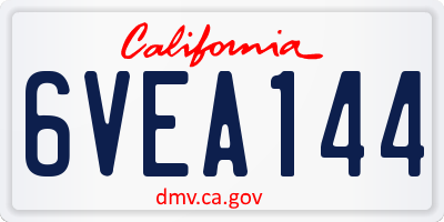 CA license plate 6VEA144