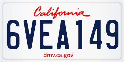 CA license plate 6VEA149