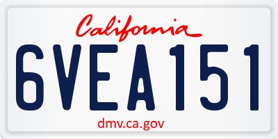 CA license plate 6VEA151