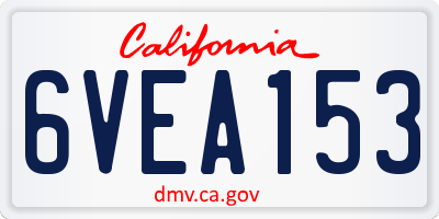 CA license plate 6VEA153