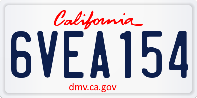 CA license plate 6VEA154