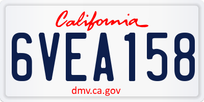 CA license plate 6VEA158
