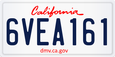 CA license plate 6VEA161