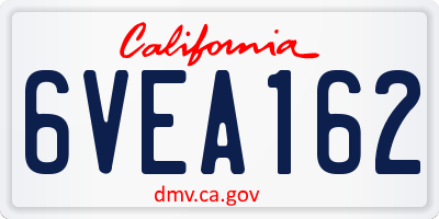 CA license plate 6VEA162