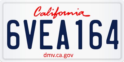 CA license plate 6VEA164