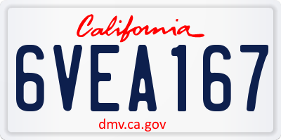 CA license plate 6VEA167