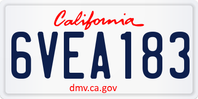 CA license plate 6VEA183