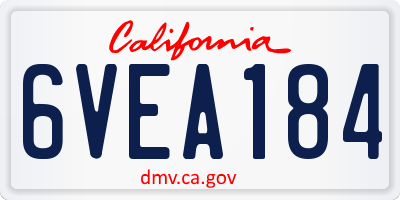 CA license plate 6VEA184