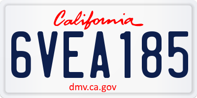 CA license plate 6VEA185
