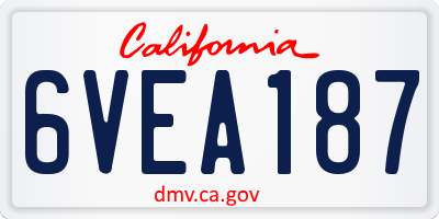 CA license plate 6VEA187