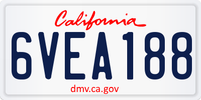 CA license plate 6VEA188