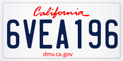 CA license plate 6VEA196