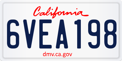 CA license plate 6VEA198