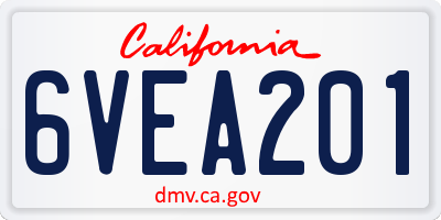 CA license plate 6VEA201