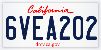 CA license plate 6VEA202