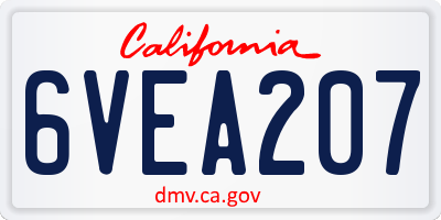 CA license plate 6VEA207