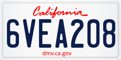 CA license plate 6VEA208