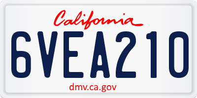 CA license plate 6VEA210