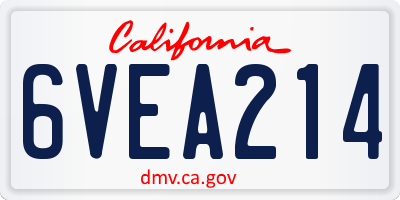 CA license plate 6VEA214