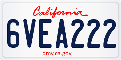 CA license plate 6VEA222