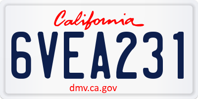 CA license plate 6VEA231