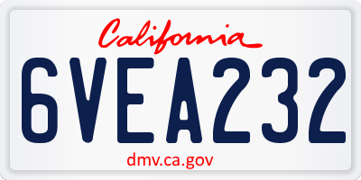 CA license plate 6VEA232