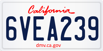CA license plate 6VEA239