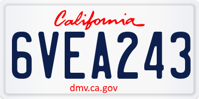 CA license plate 6VEA243