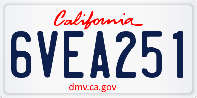 CA license plate 6VEA251