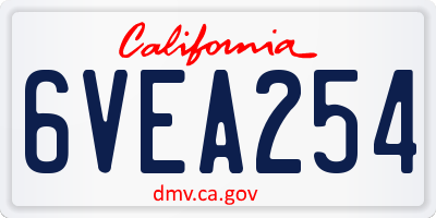 CA license plate 6VEA254