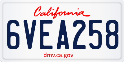 CA license plate 6VEA258