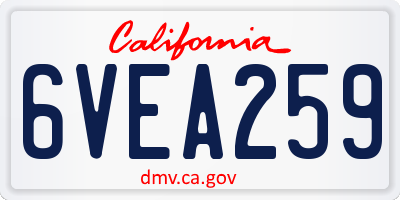 CA license plate 6VEA259