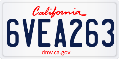 CA license plate 6VEA263