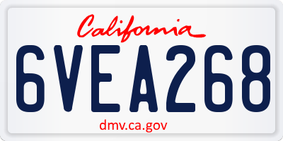 CA license plate 6VEA268