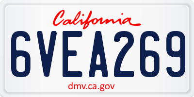 CA license plate 6VEA269