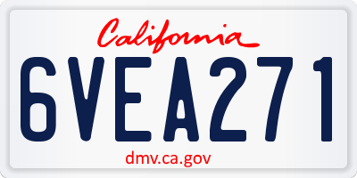 CA license plate 6VEA271