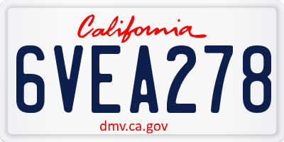CA license plate 6VEA278