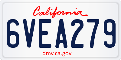 CA license plate 6VEA279