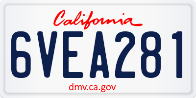 CA license plate 6VEA281